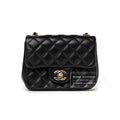 Chanel Mini Square Classic Flap bag Black Lambskin Light Gold Hardware