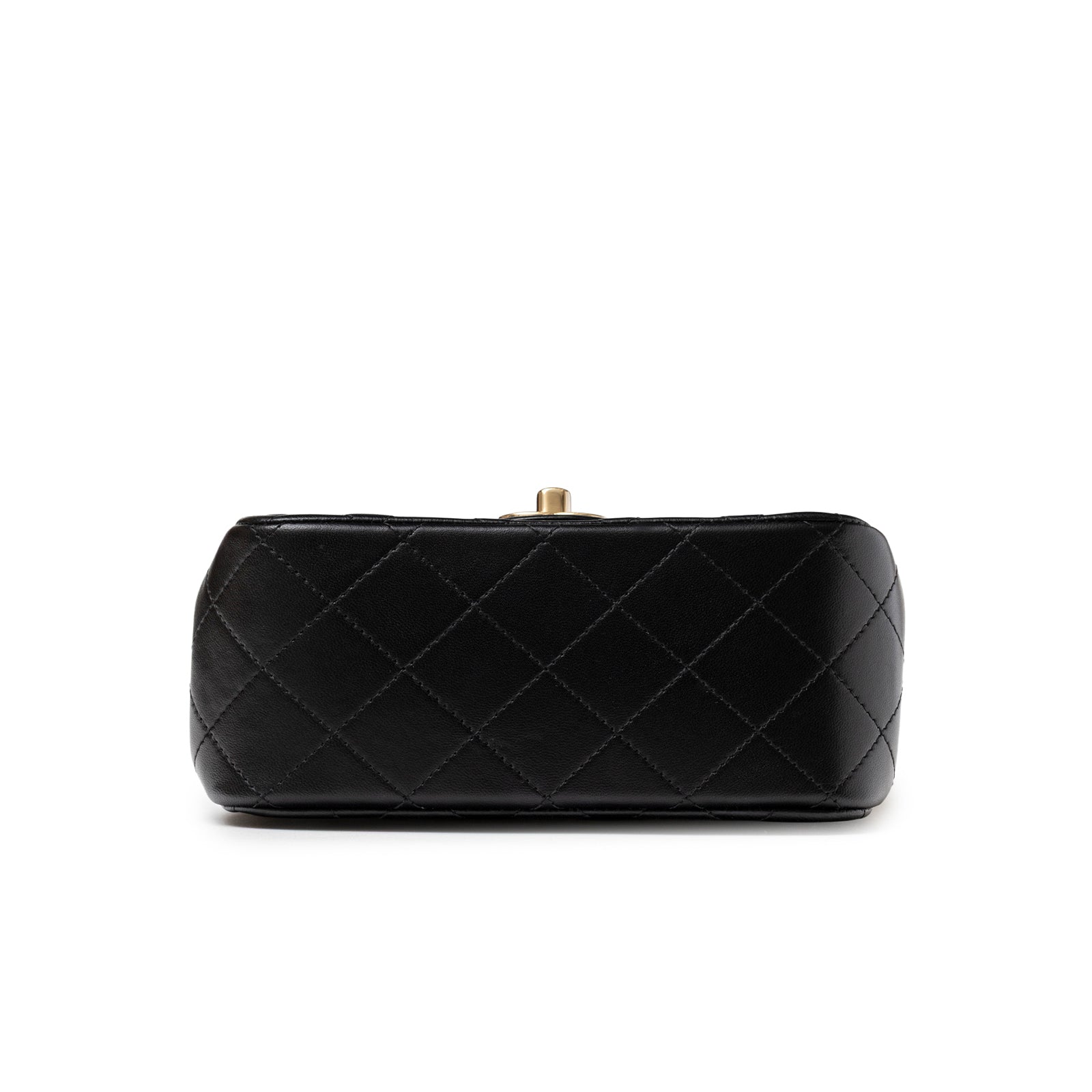 Chanel Mini Square Classic Flap bag Black Lambskin Light Gold Hardware
