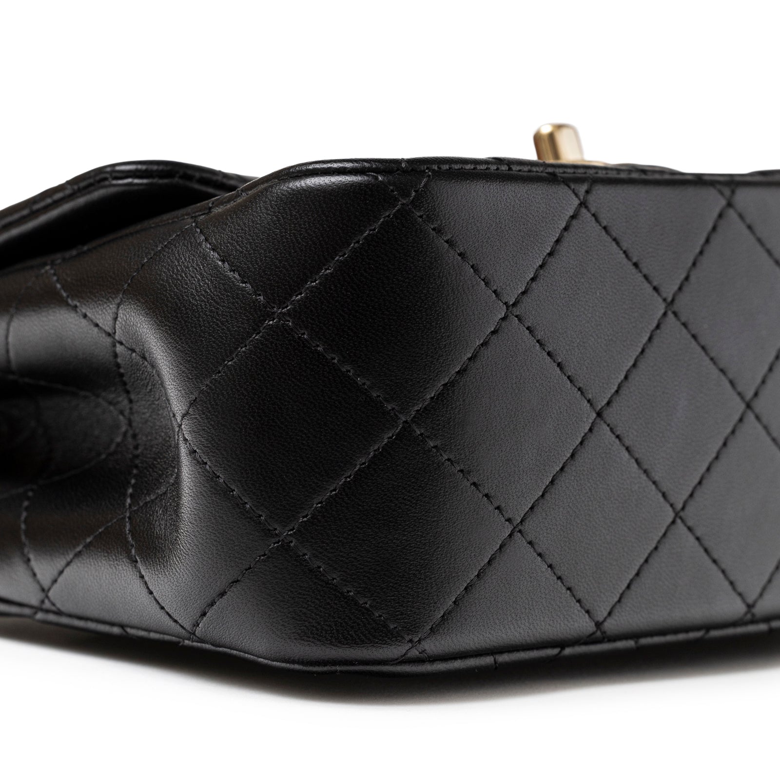 Chanel Mini Square Classic Flap bag Black Lambskin Light Gold Hardware