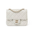 Chanel Mini Square Classic Flap bag Grey Lambskin Gold Hardware