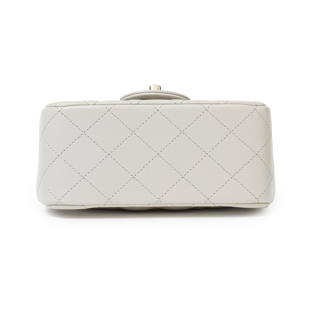 Chanel Mini Square Classic Flap bag Grey Lambskin Gold Hardware