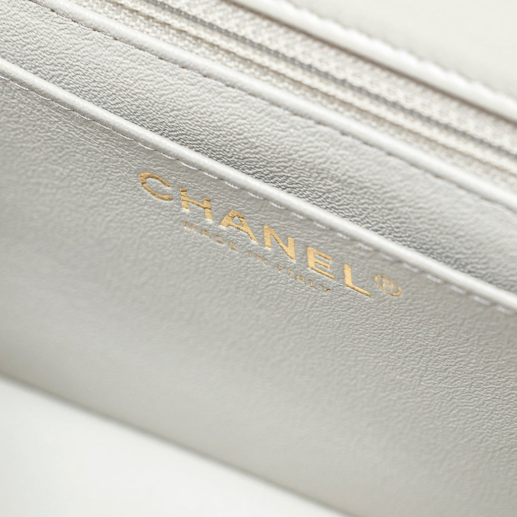 Chanel Mini Square Classic Flap bag Grey Lambskin Gold Hardware