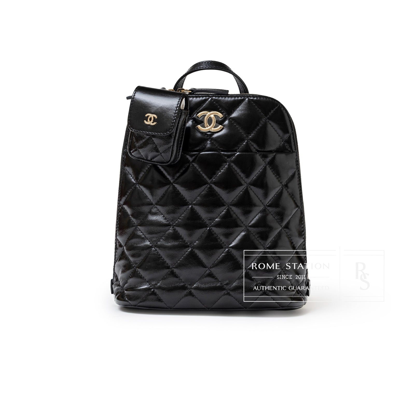 Chanel My Pocket Backpack Black Shiny Calfskin Gold Hardware