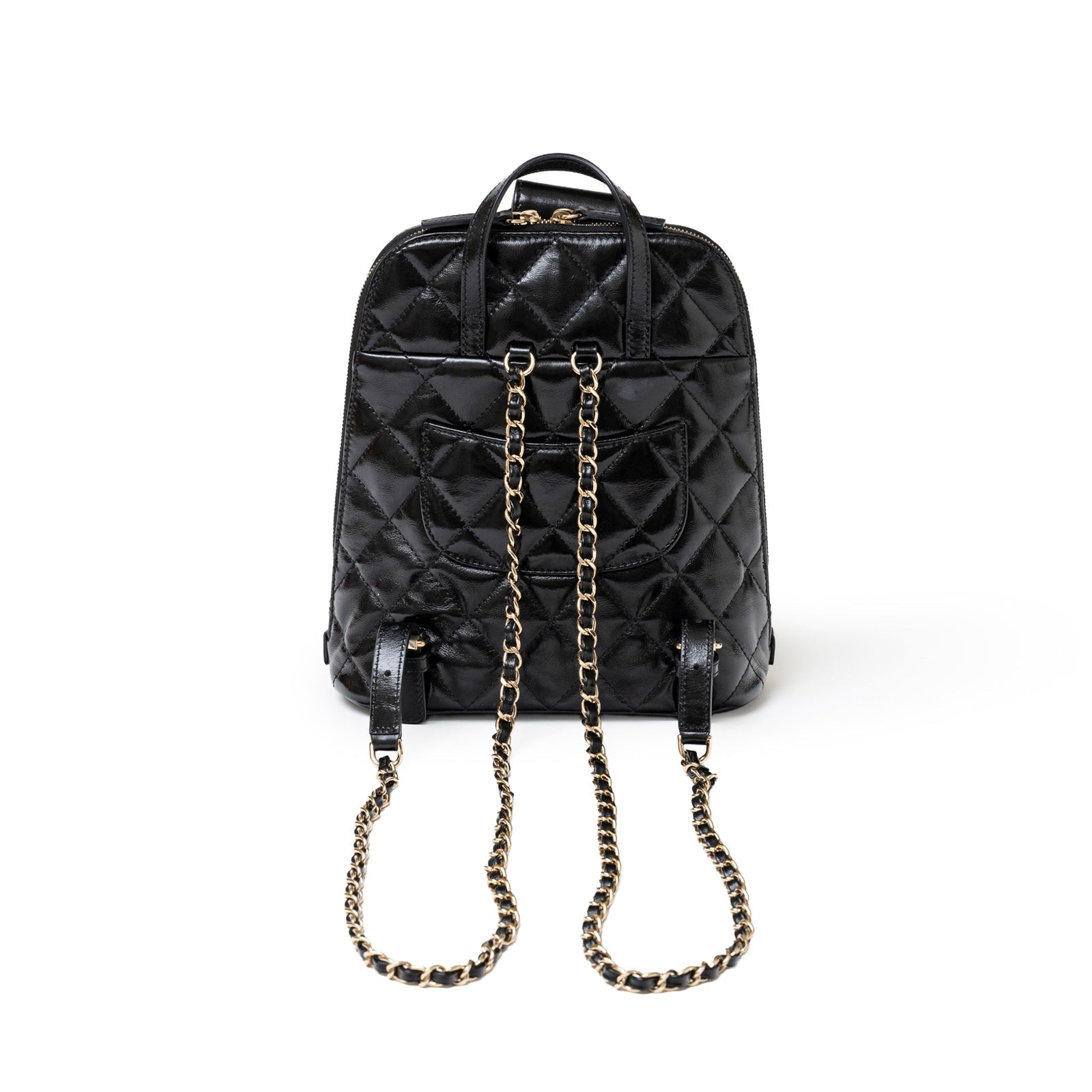 Chanel My Pocket Backpack Black Shiny Calfskin Gold Hardware