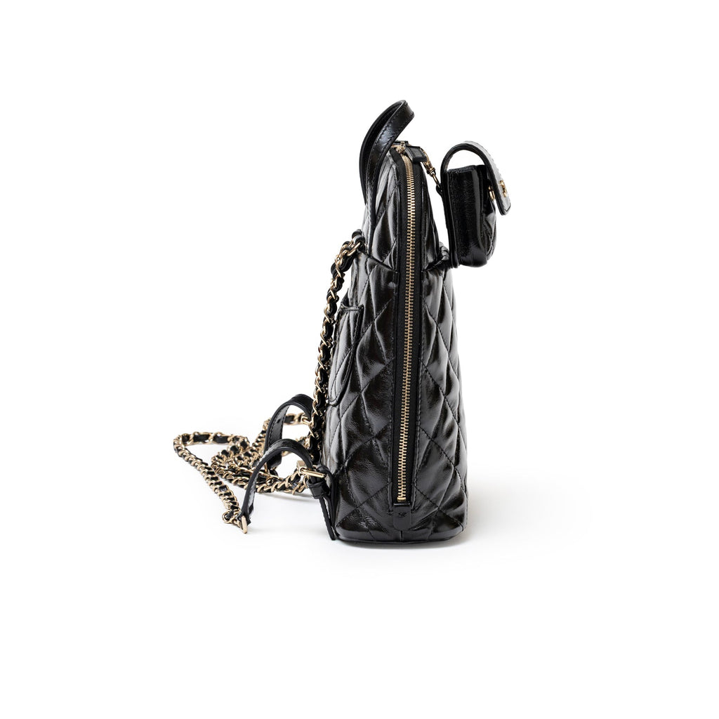 Chanel My Pocket Backpack Black Shiny Calfskin Gold Hardware