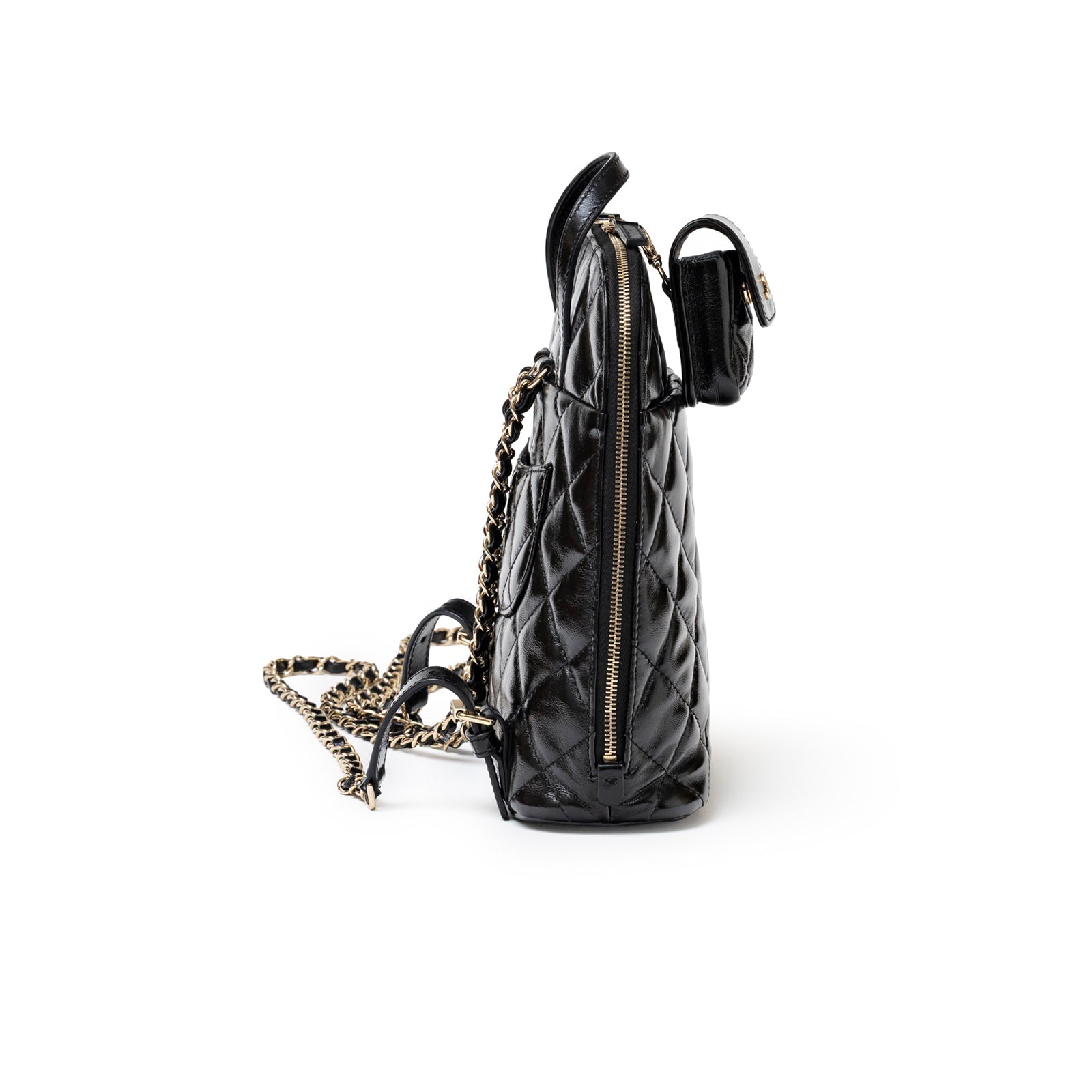 Chanel My Pocket Backpack Black Shiny Calfskin Gold Hardware