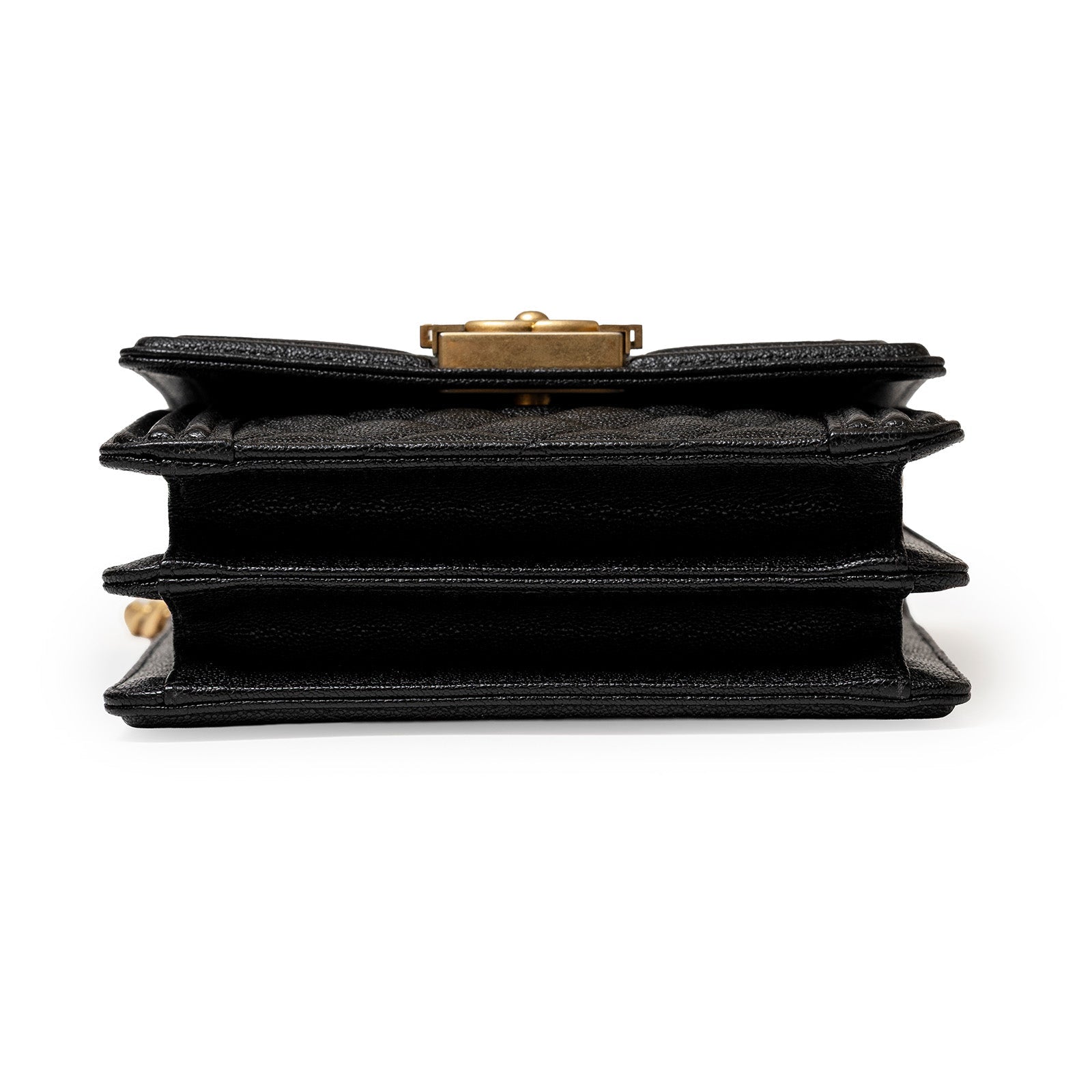 Chanel North South Boy Bag Black Caviar Brushed Gold Hardware