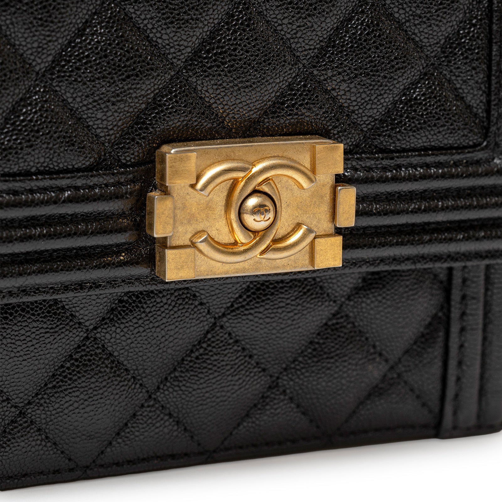 Chanel North South Boy Bag Black Caviar Brushed Gold Hardware