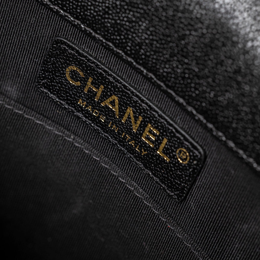 Chanel North South Boy Bag Black Caviar Brushed Gold Hardware