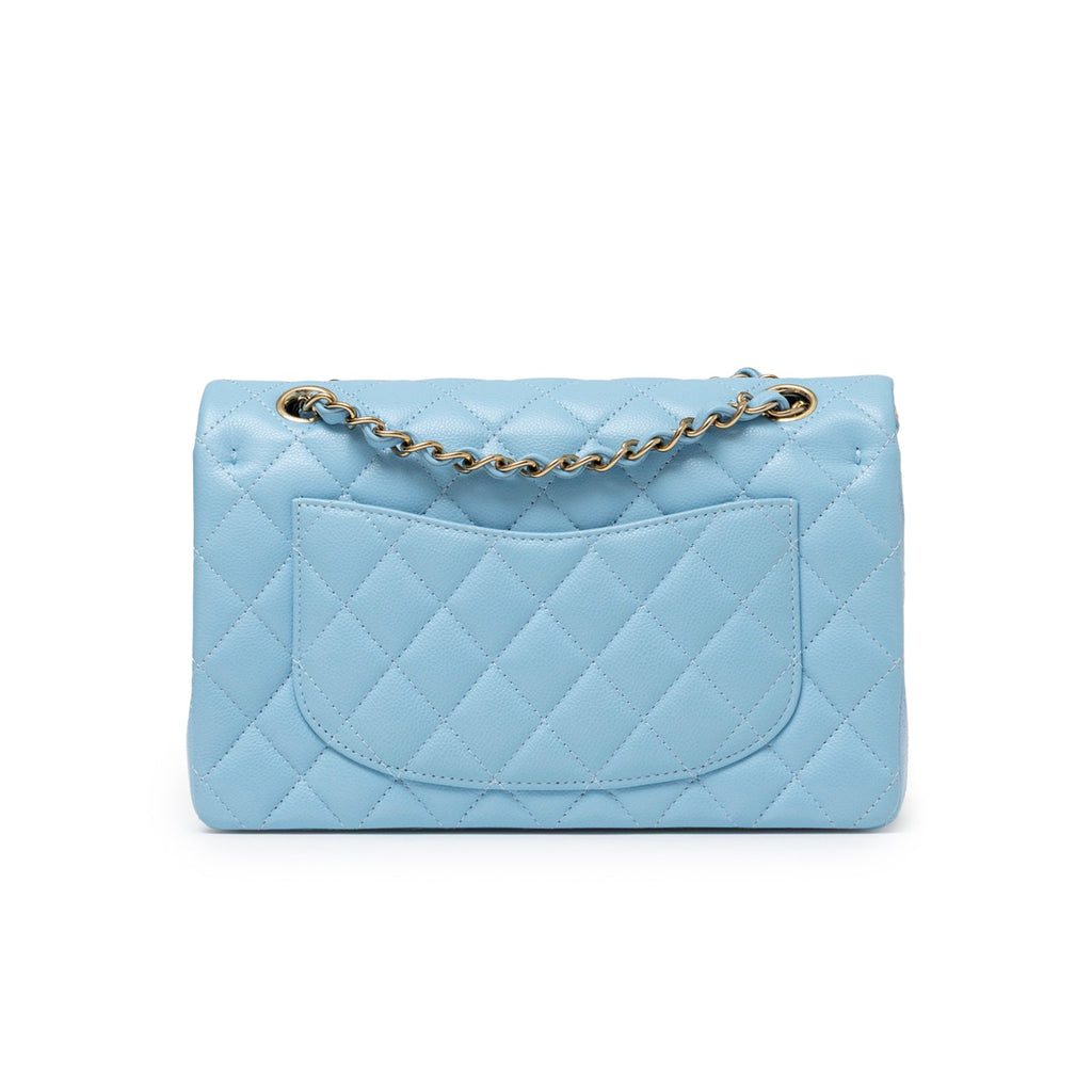 Chanel Small Classic Flap Bag Blue Caviar Light Gold Hardware