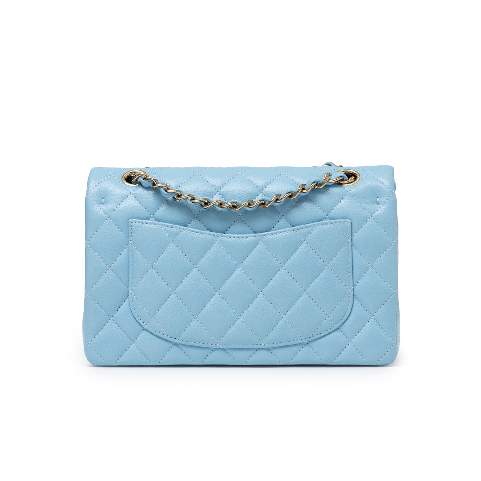 Chanel Small Classic Flap Bag Blue Caviar Light Gold Hardware