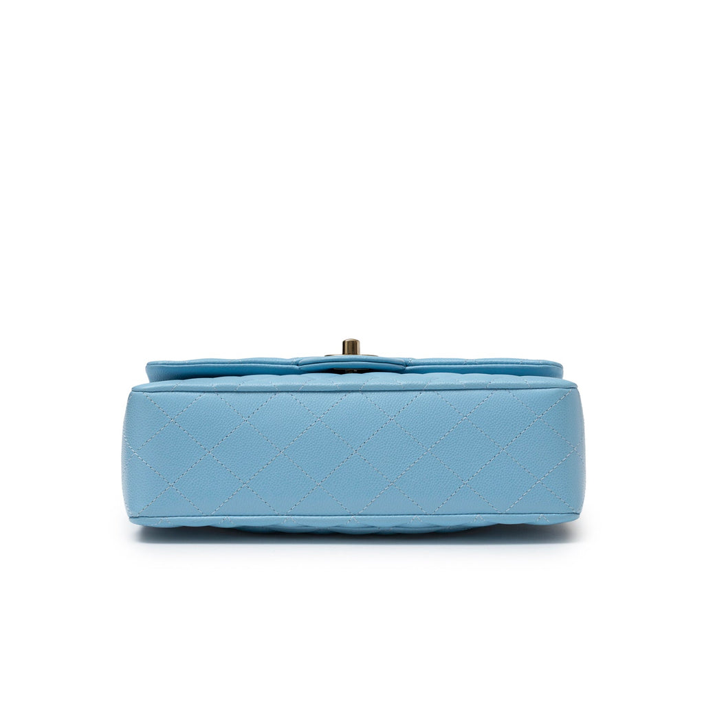 Chanel Small Classic Flap Bag Blue Caviar Light Gold Hardware