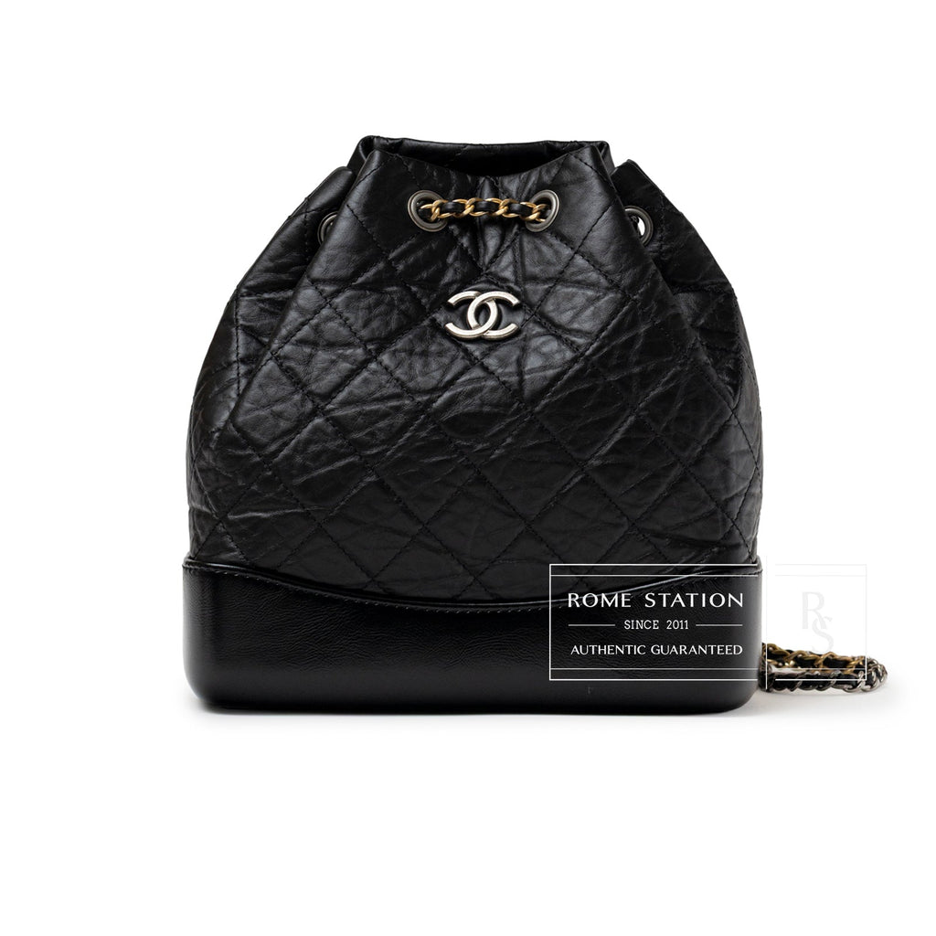 Chanel Small Gabrielle Backpack Black Aged Calfskin Mixed Metal Hardware