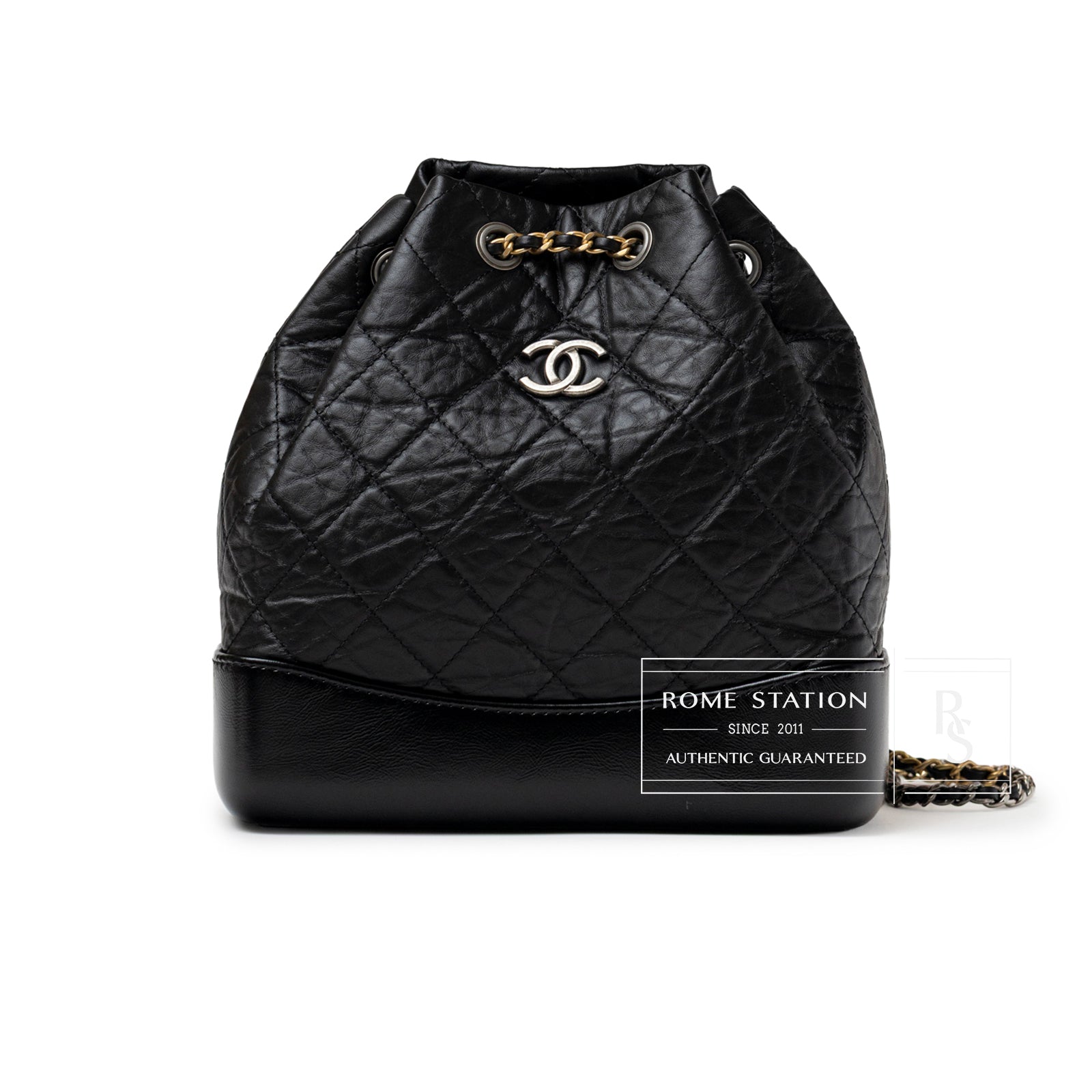 Chanel Small Gabrielle Backpack Black Aged Calfskin Mixed Metal Hardware