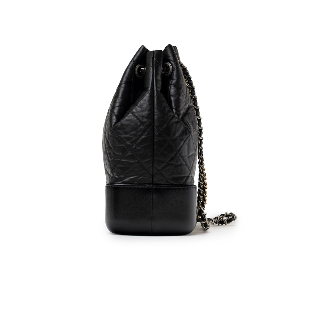 Chanel Small Gabrielle Backpack Black Aged Calfskin Mixed Metal Hardware