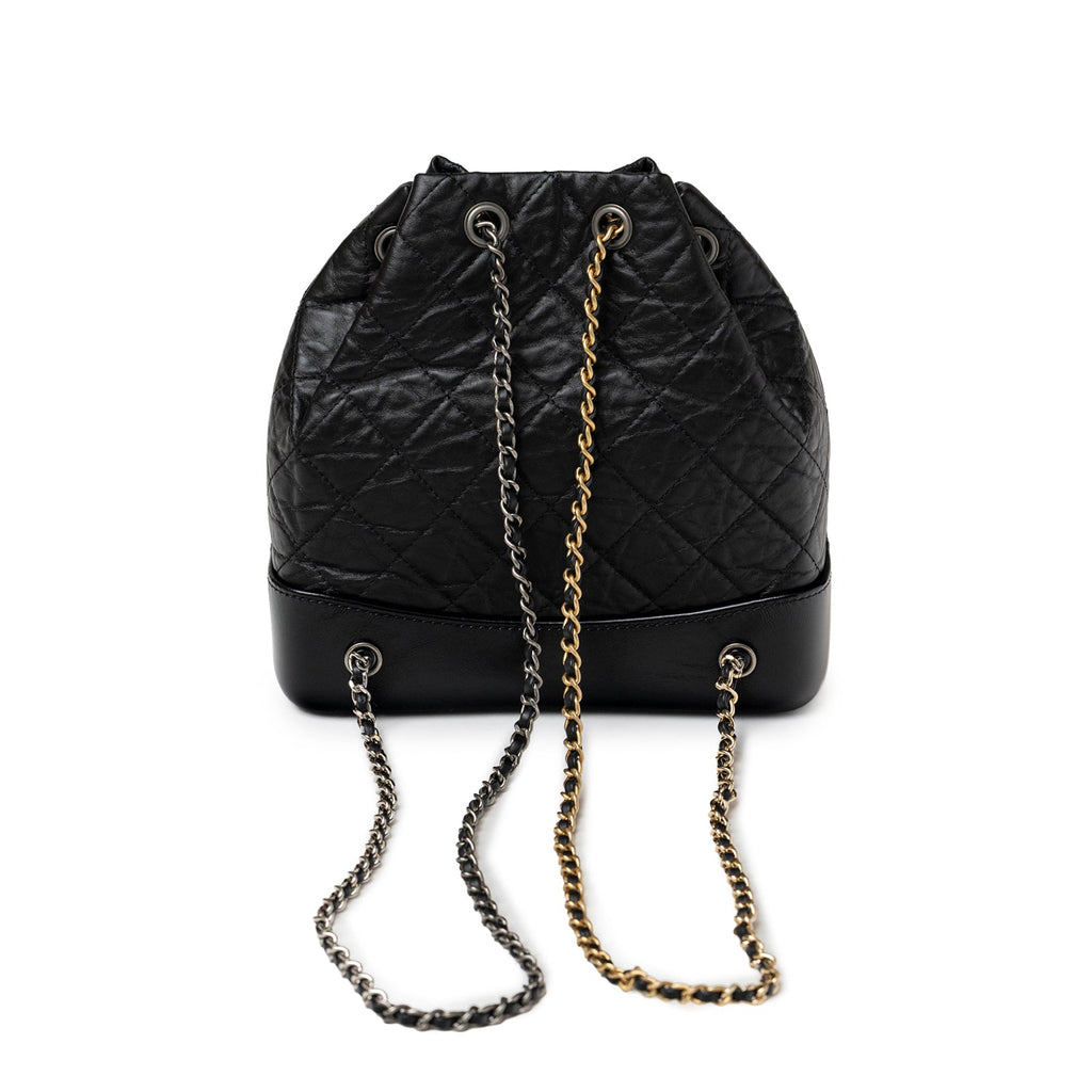 Chanel Small Gabrielle Backpack Black Aged Calfskin Mixed Metal Hardware