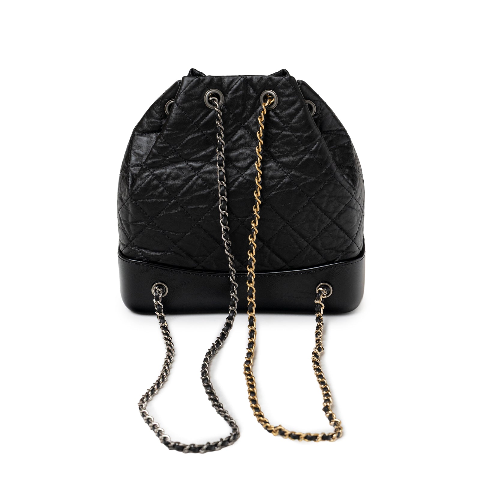 Chanel Small Gabrielle Backpack Black Aged Calfskin Mixed Metal Hardware