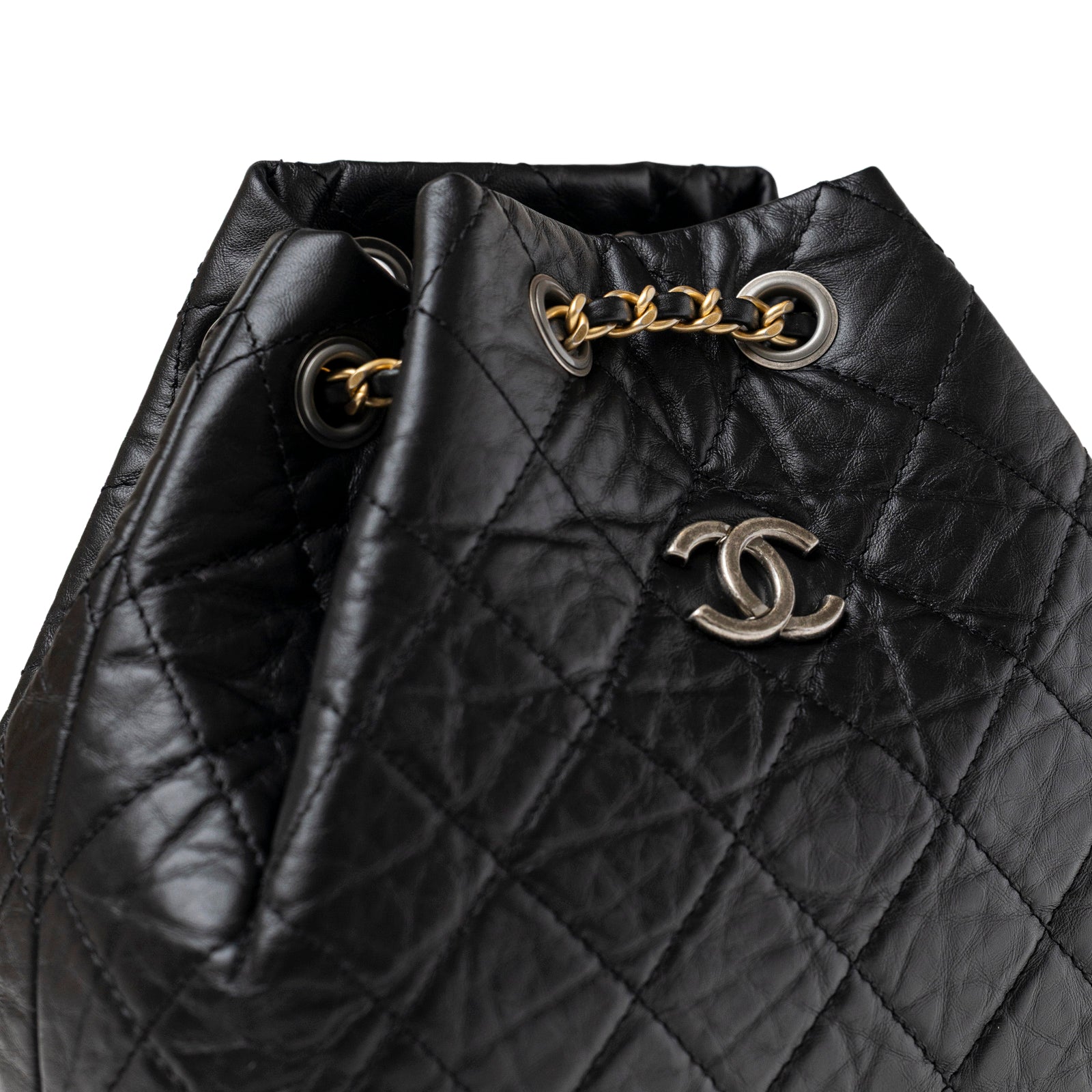 Chanel Small Gabrielle Backpack Black Aged Calfskin Mixed Metal Hardware
