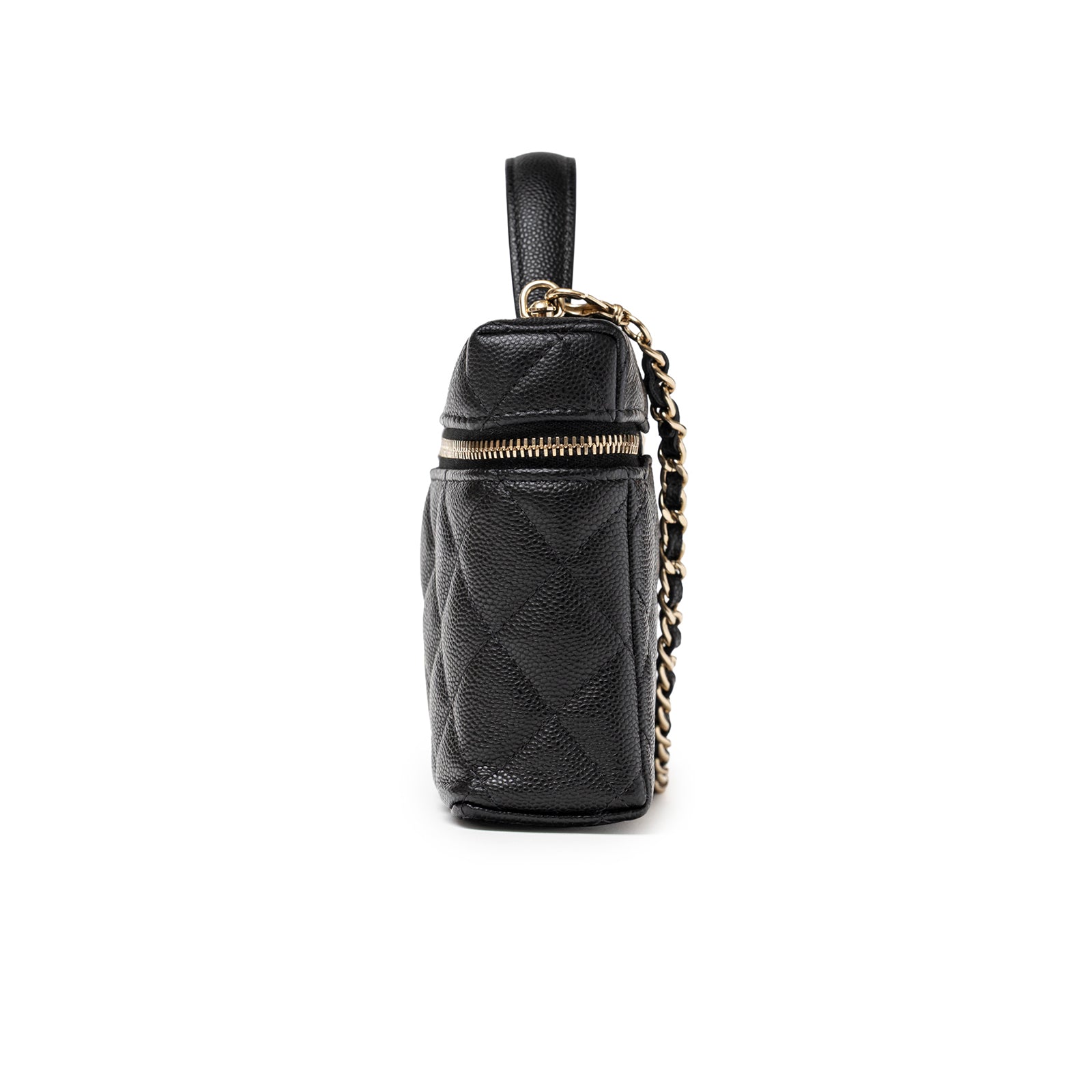 Chanel Top Handle Vanity with Chain Black Caviar Light Gold Hardware