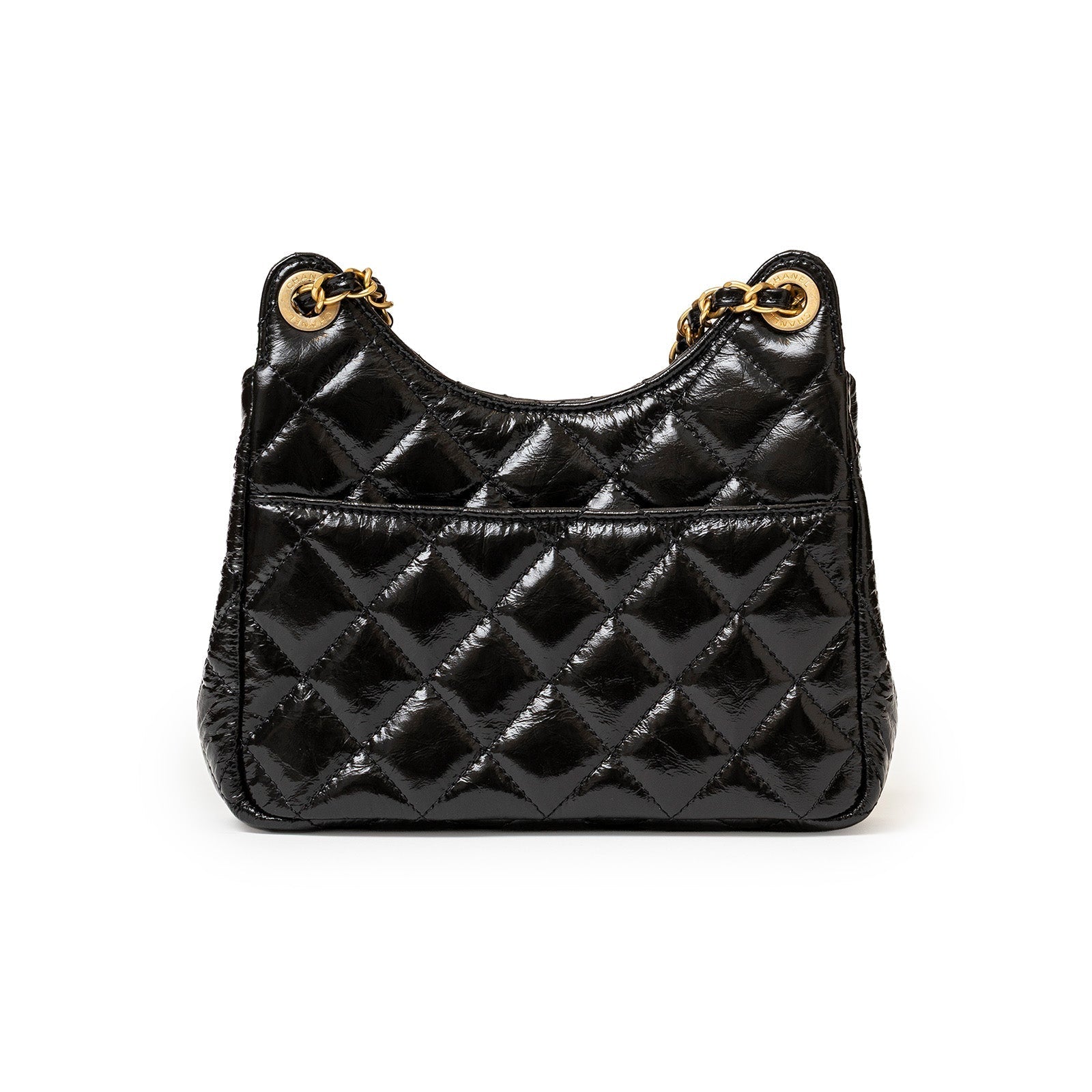 Chanel Wavy CC Hobo Small Shiny Quilted Calf Gold Hardware