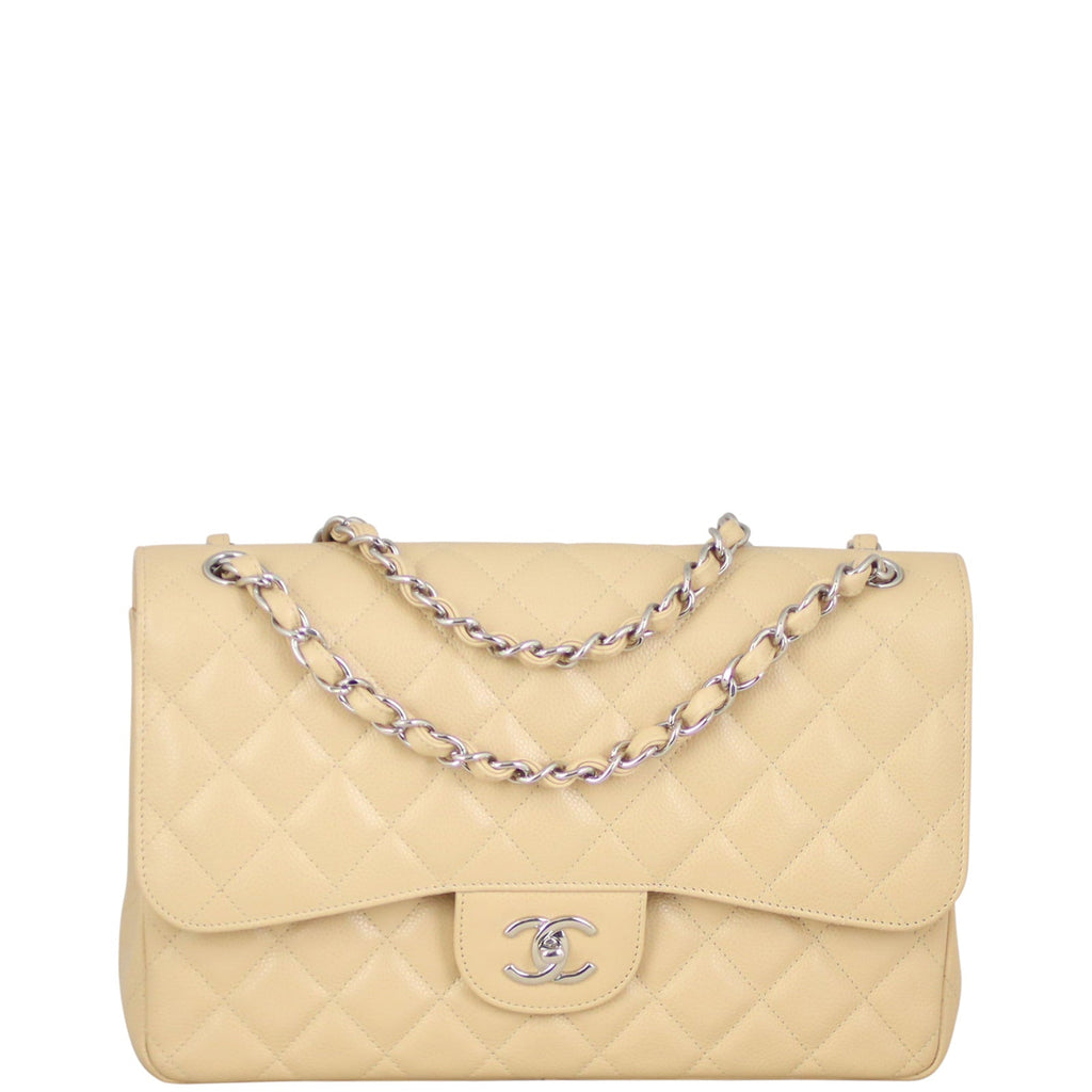 Chanel Classic Double Flap Jumbo | Beige Caviar