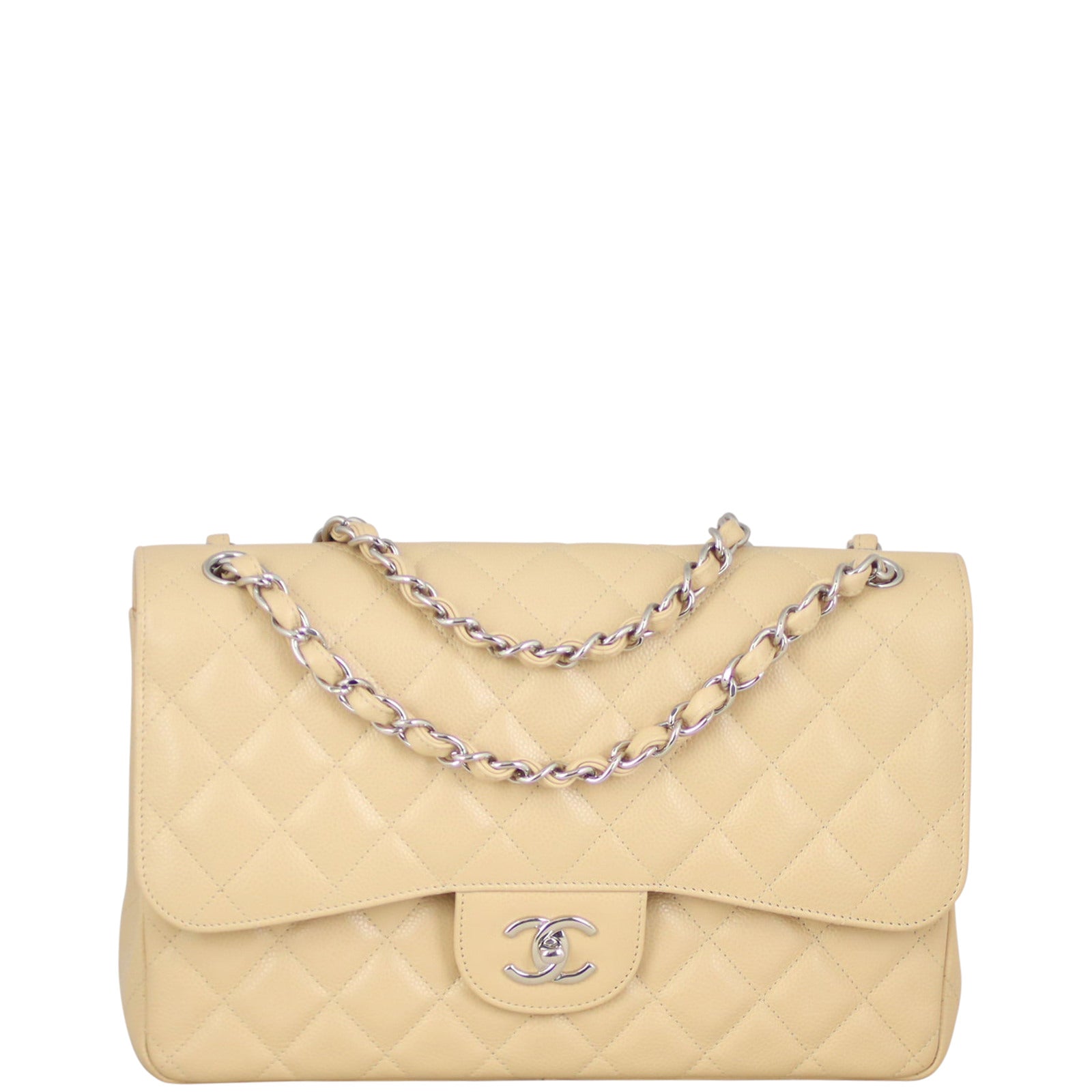 Chanel Classic Double Flap Jumbo | Beige Caviar
