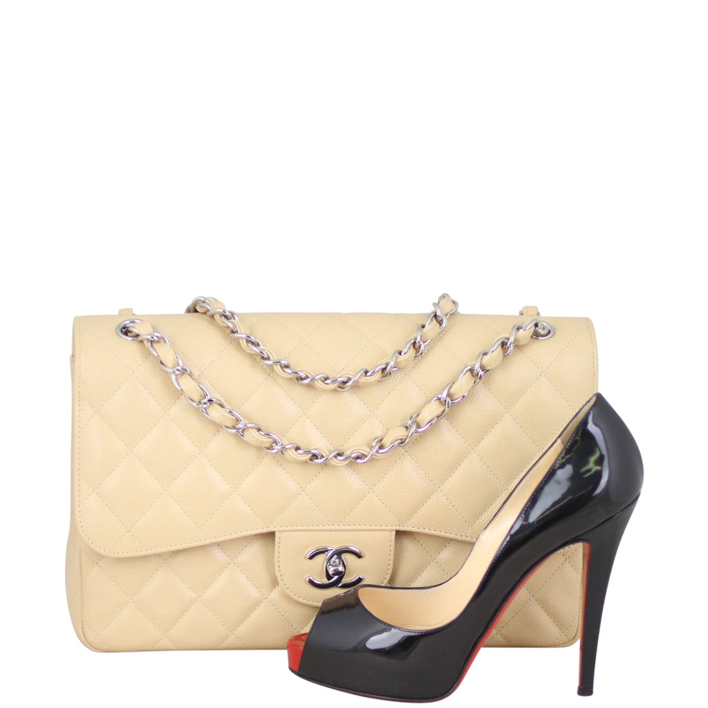 Chanel Classic Double Flap Jumbo | Beige Caviar