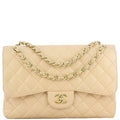 Chanel Classic Double Flap Jumbo |  Beige Gold Hardware