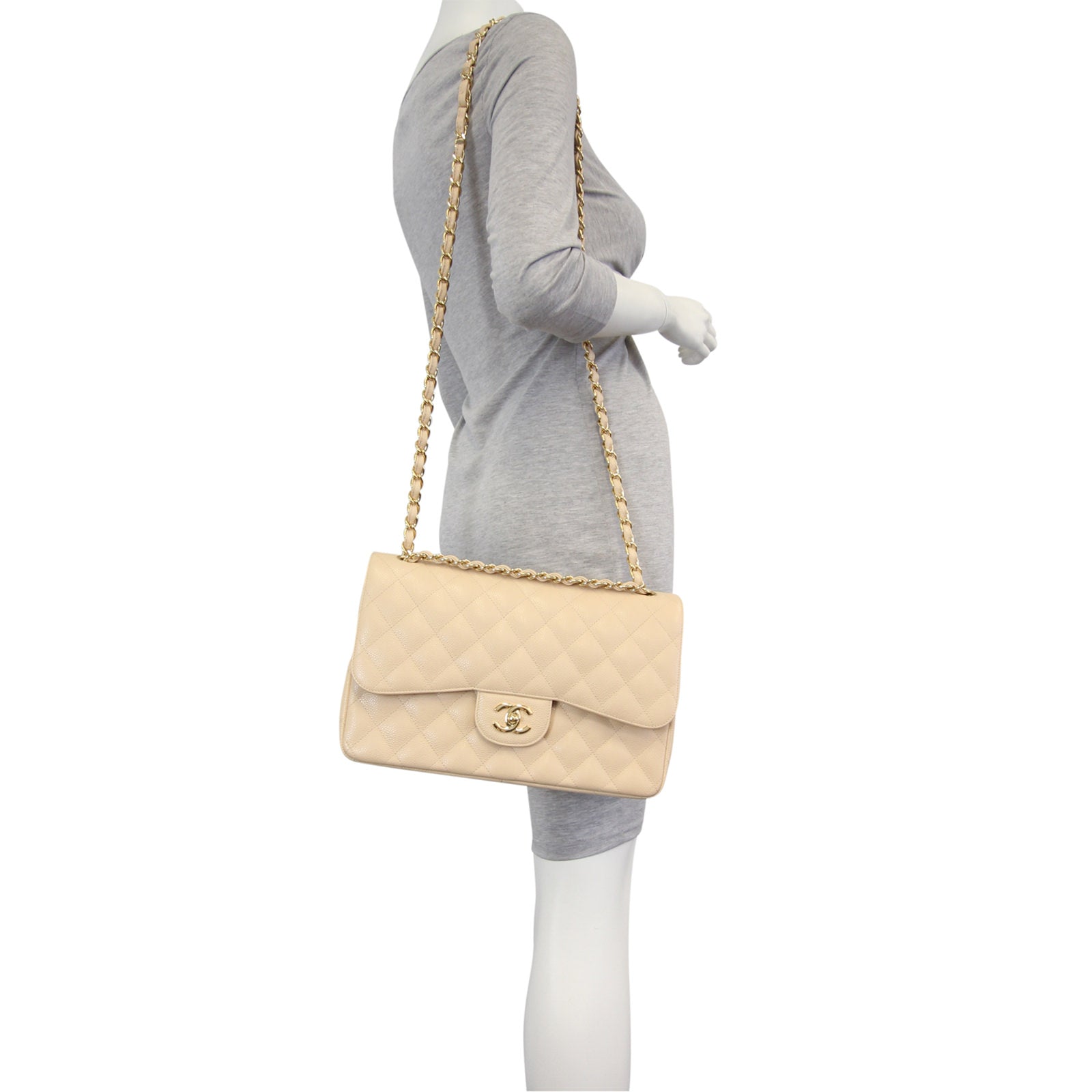 Chanel Classic Double Flap Jumbo | Nude Beige