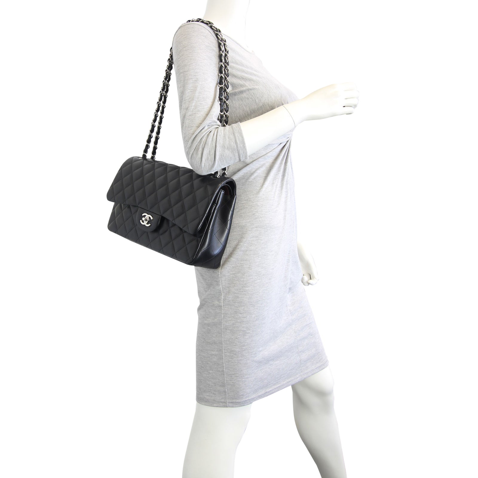 Chanel Classic Double Flap Jumbo | Black Lambskin 19 Series