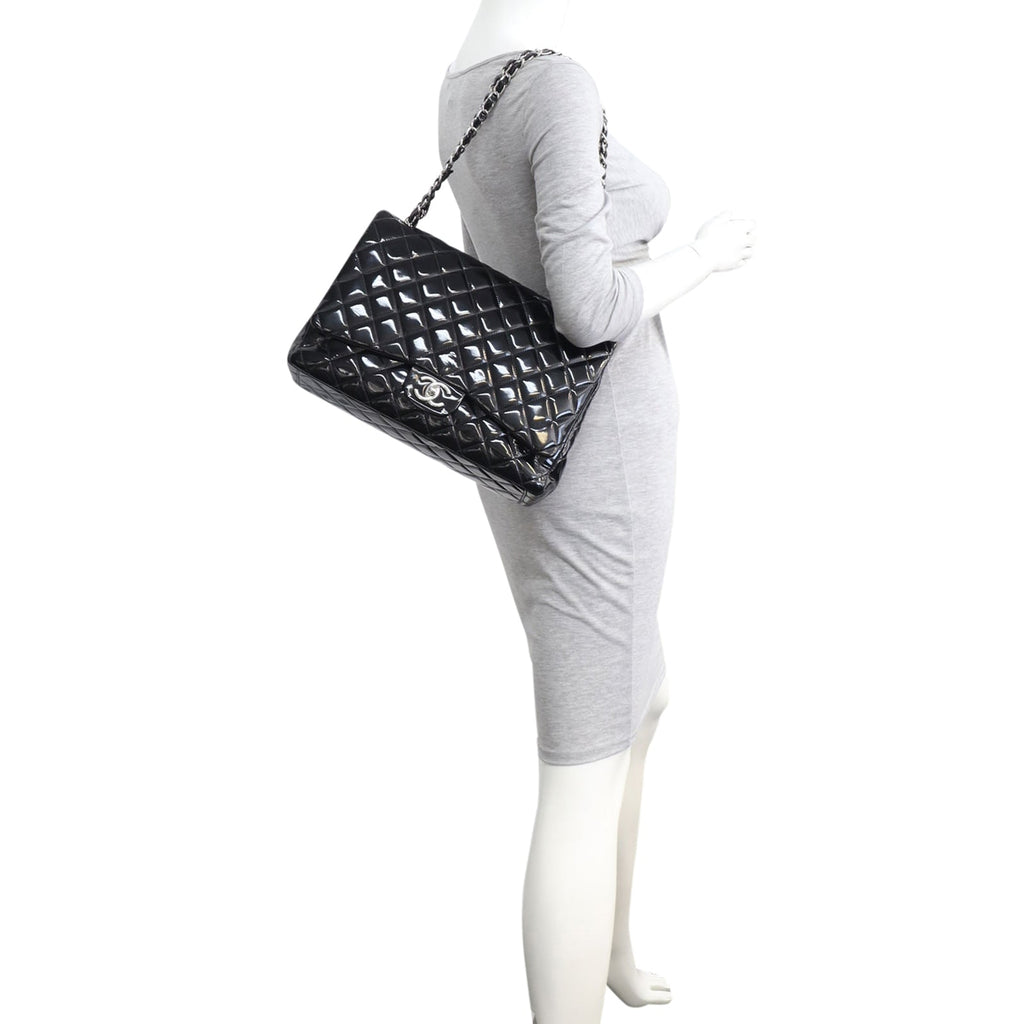 Chanel Classic Double Flap Maxi | Black Patent