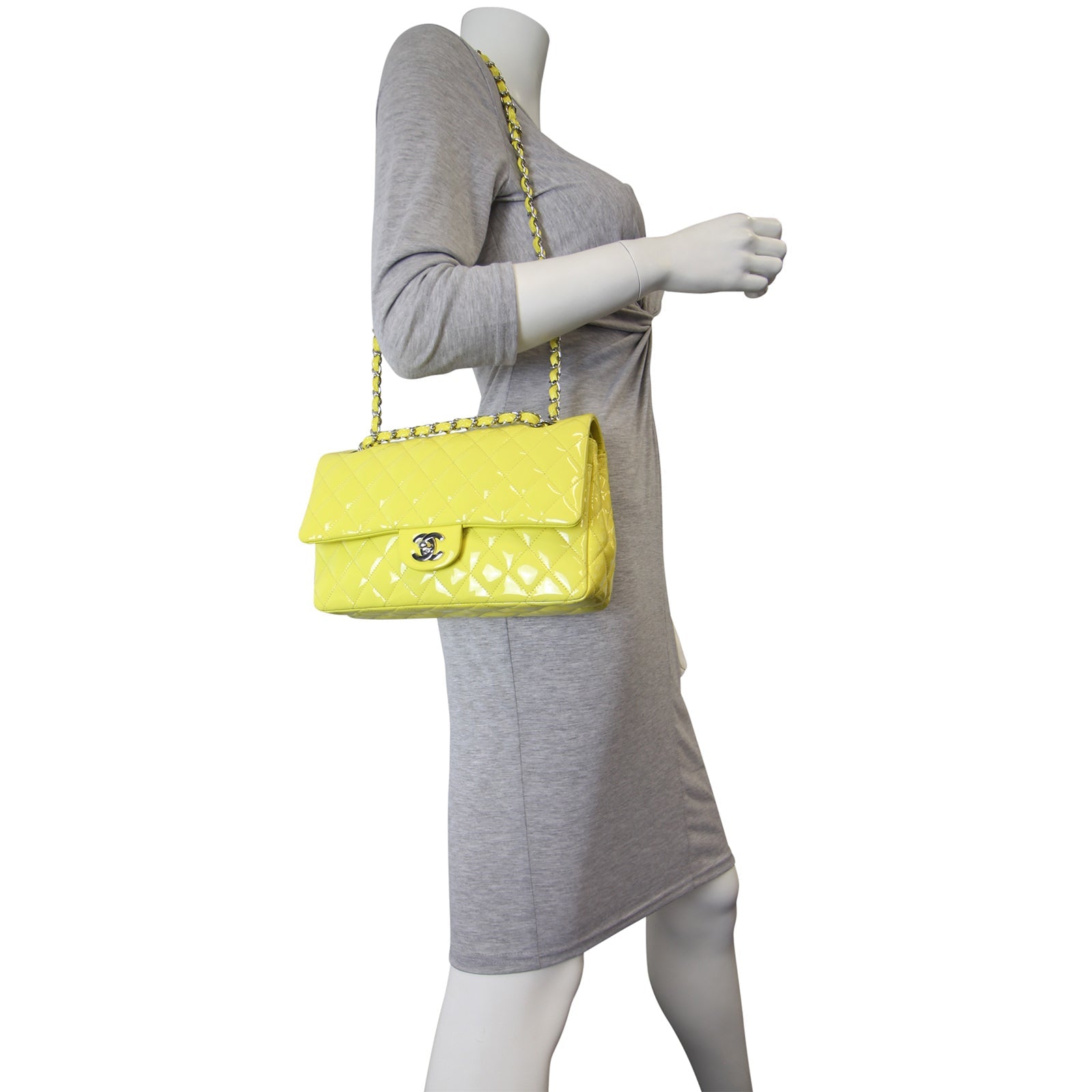 Chanel Classic Double Flap Medium Patent | Yellow