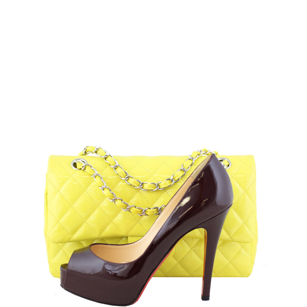 Chanel Classic Double Flap Medium Patent | Yellow