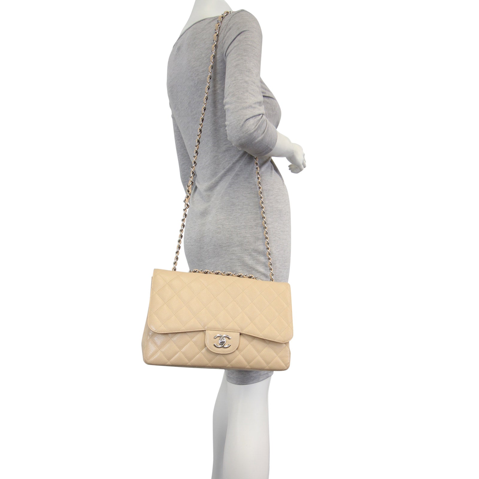 Chanel Classic Single Flap Jumbo |  Nude Beige