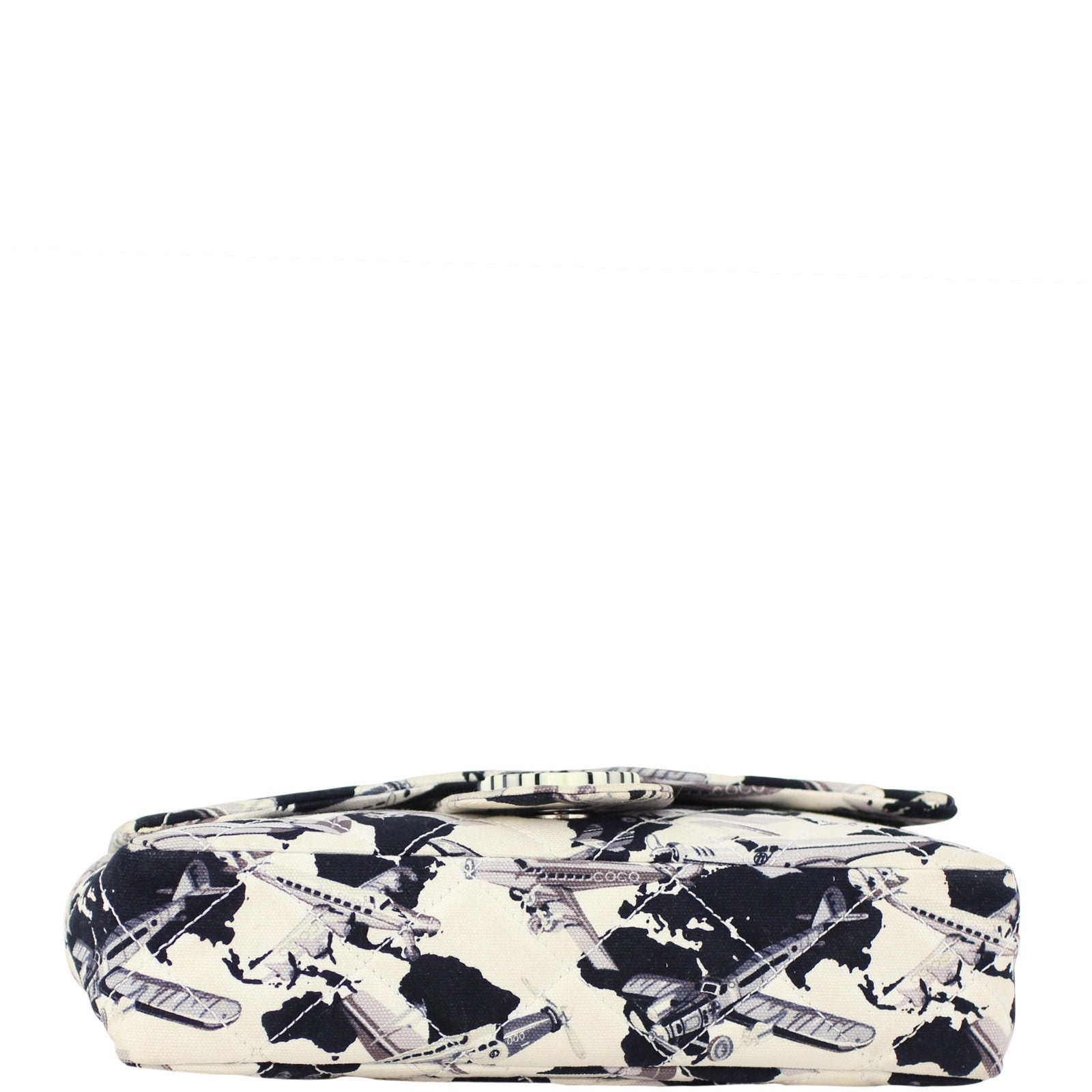 Chanel Printed Airplane Canvas Single Flap Medium