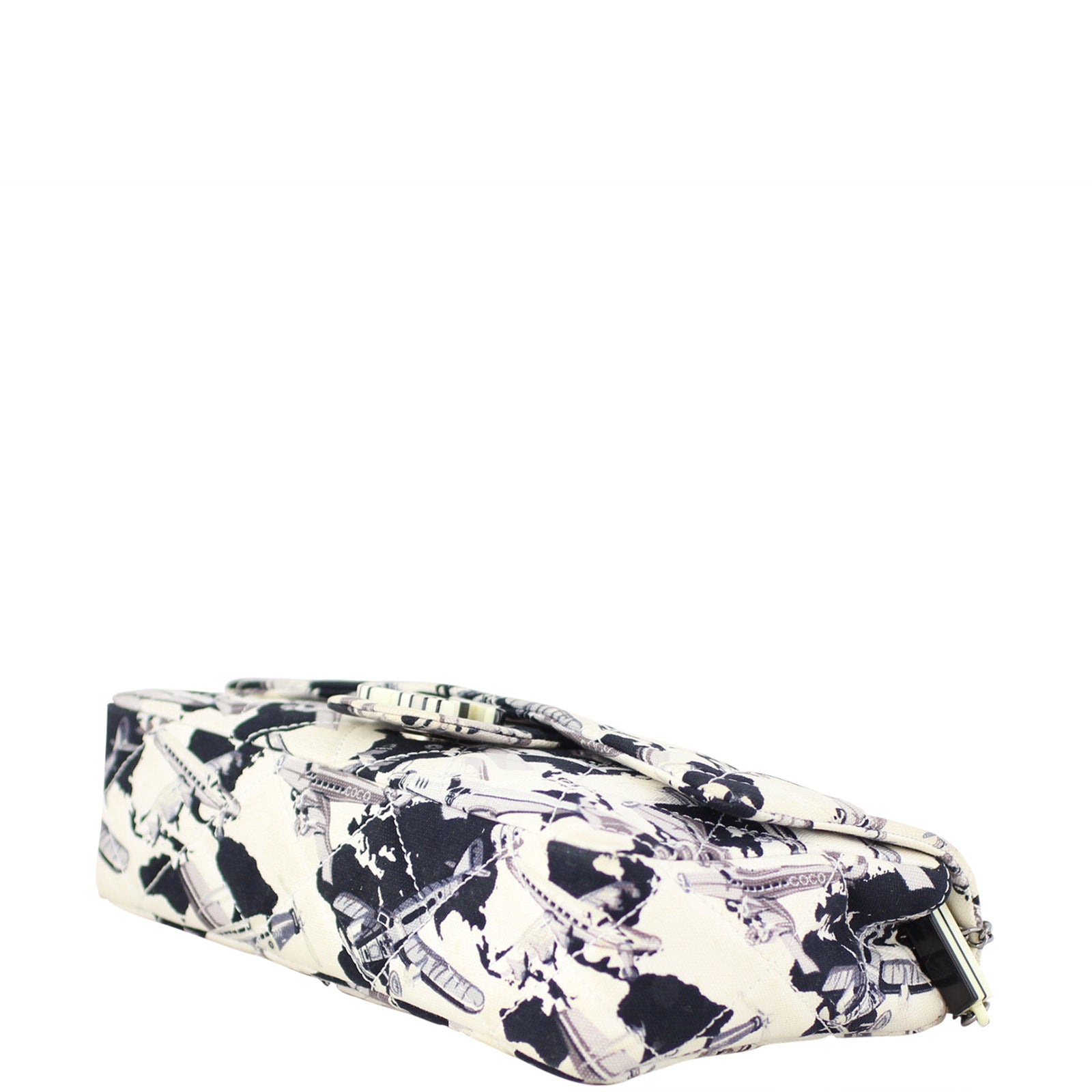 Chanel Printed Airplane Canvas Single Flap Medium