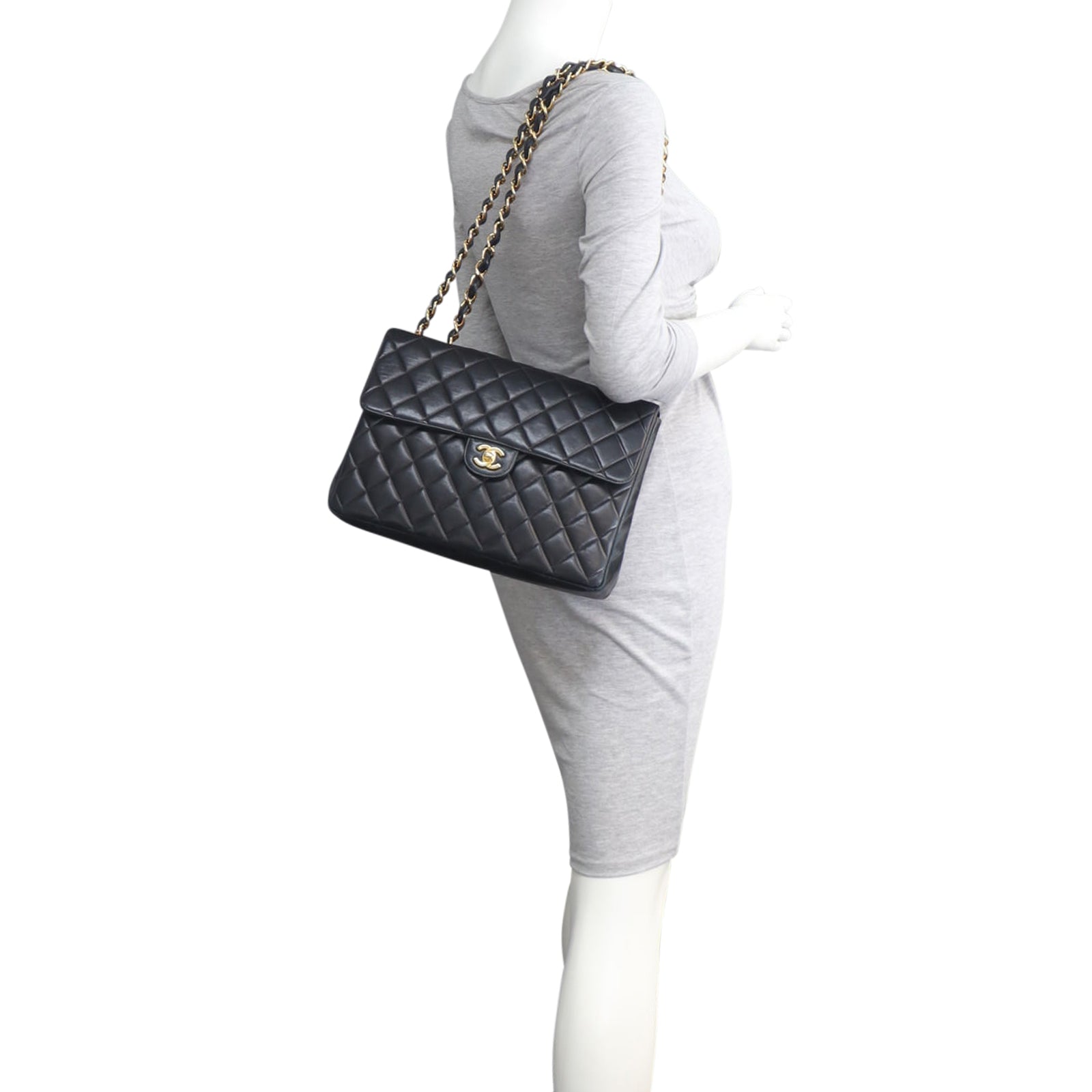 Chanel Classic Single Flap Maxi | Black Gold Hardware