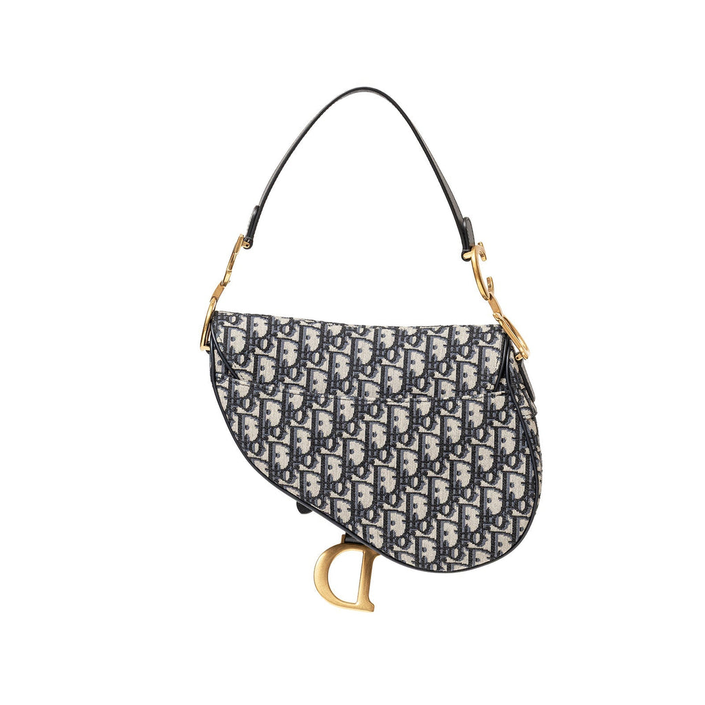 Christian Dior Saddle Bag Blue Dior Oblique Jacquard Gold Hardware