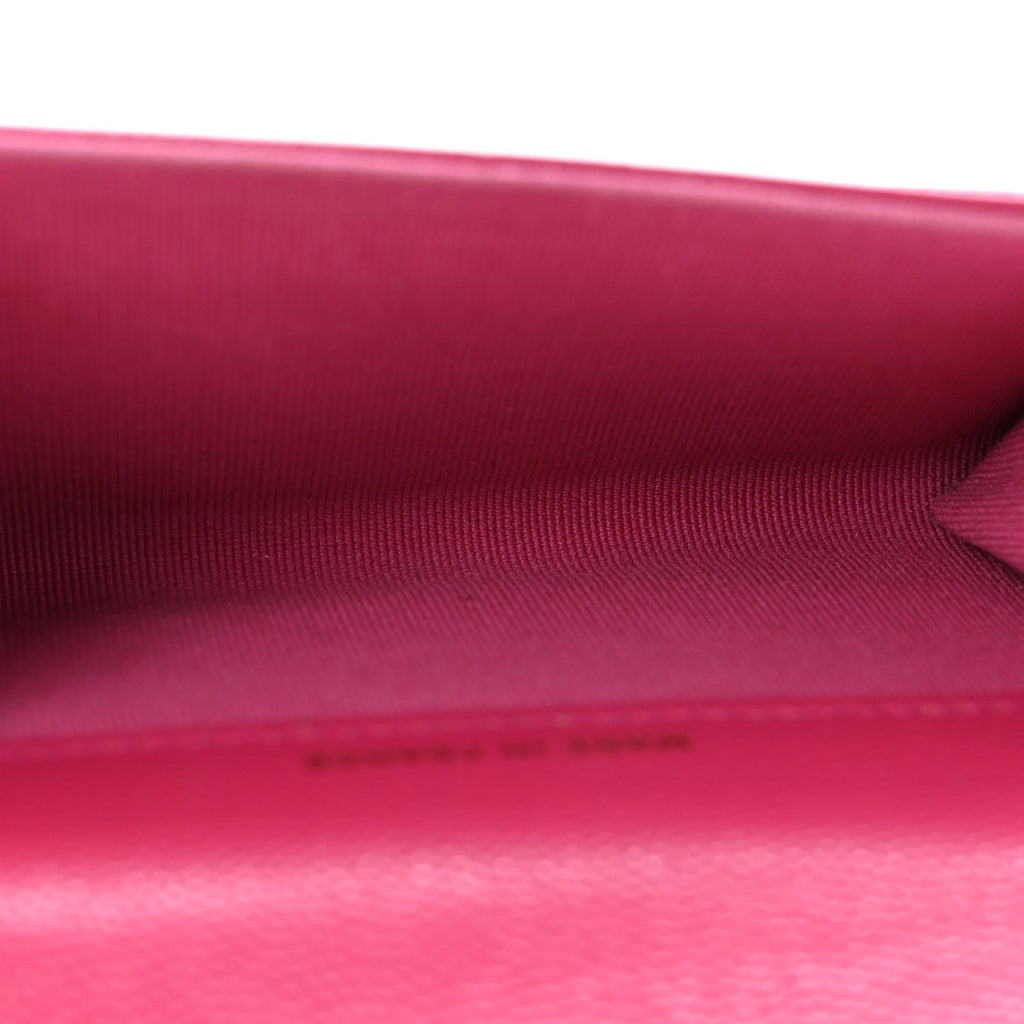 Caviar Quilted Flap  Holder Wallet Dark Pink