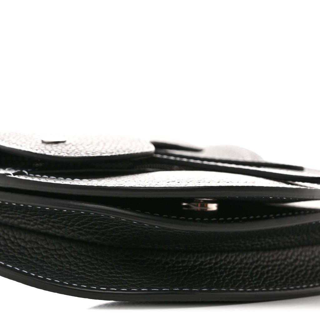 X KAWS Grained Calfskin Saddle Pouch Black