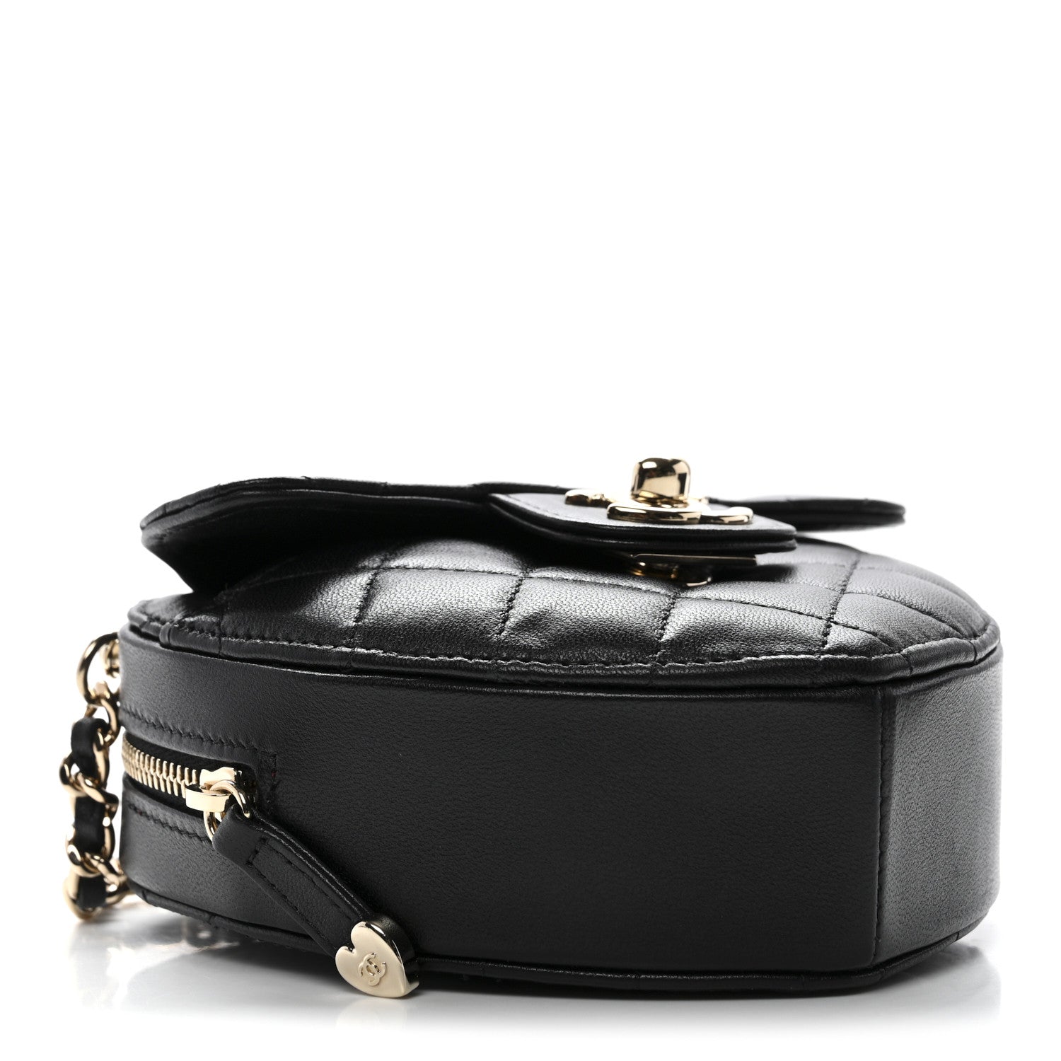 Lambskin Quilted CC In Love Heart Clutch With Chain Black