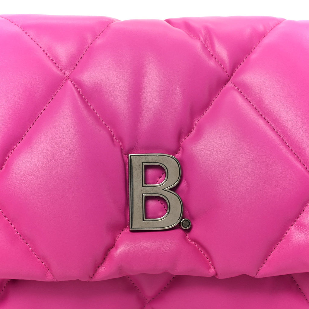 Nappa Calfskin Quilted Touch B Puffy Clutch Fuchsia