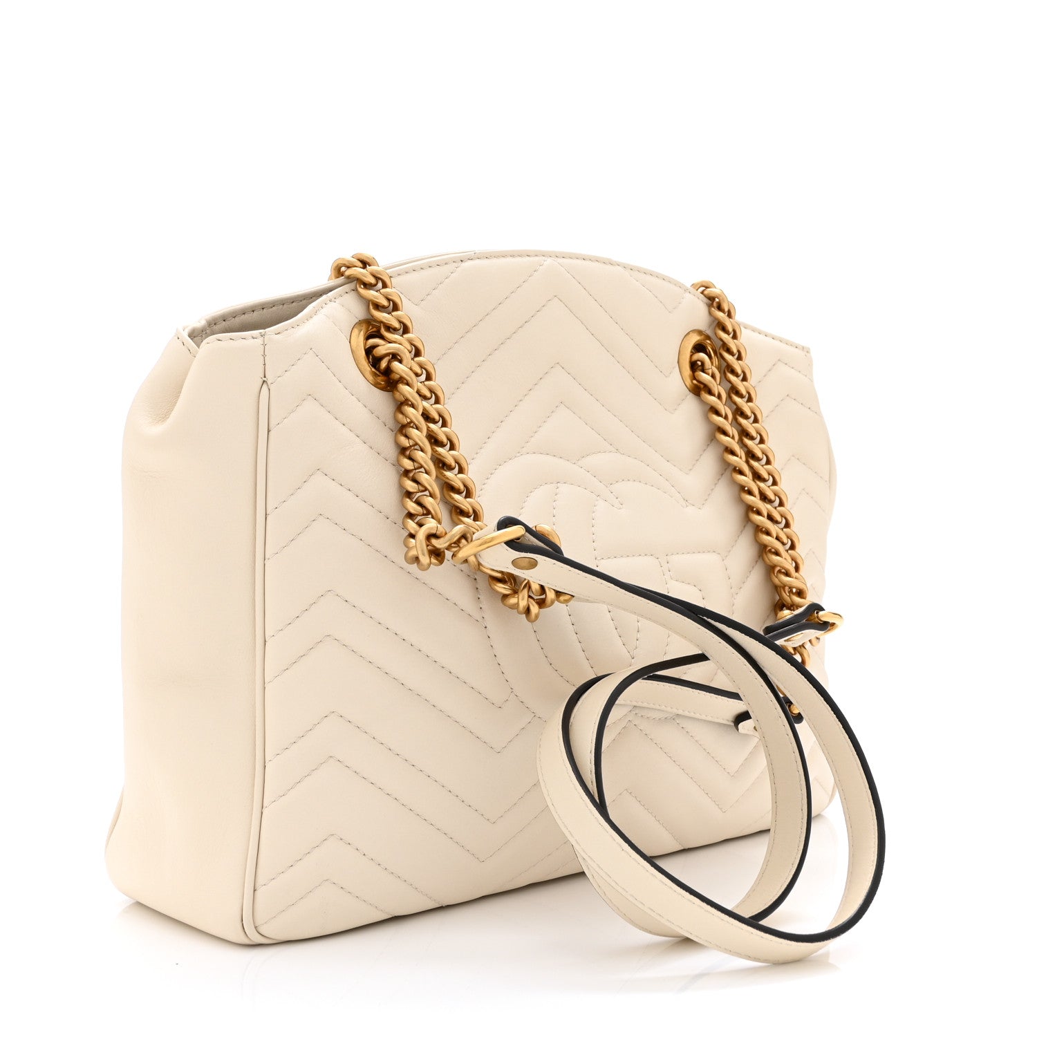 Calfskin Matelasse Medium GG Marmont Open Top Shoulder Bag White