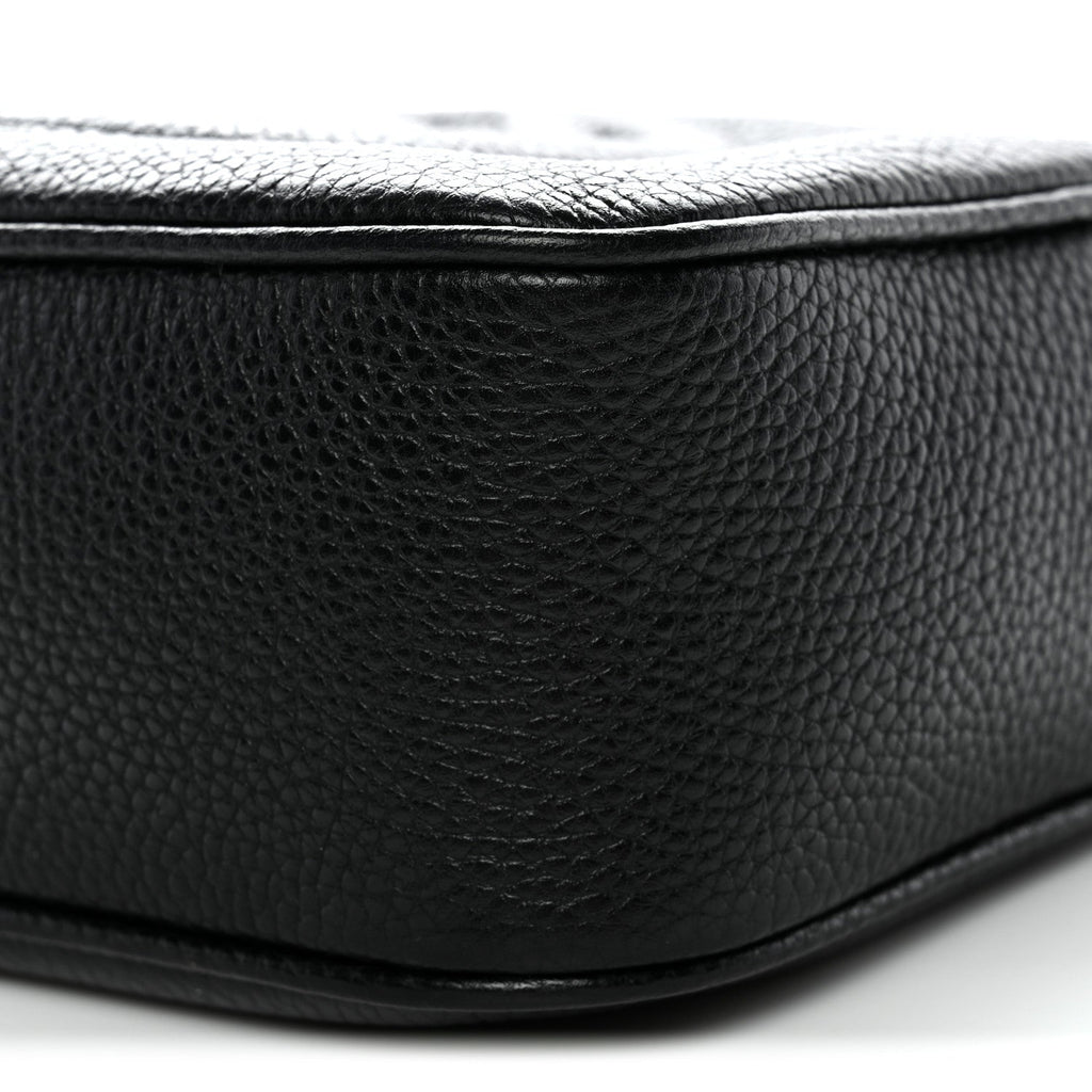 Pebbled Calfskin Small Soho Disco Bag Black