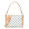 Damier Vernis Calfskin Side Trunk MM Celeste Blue