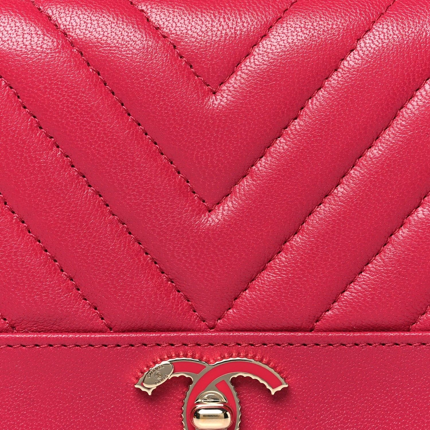 Sheepskin Chevron Quilted Mademoiselle Vintage Flap Wallet Pink