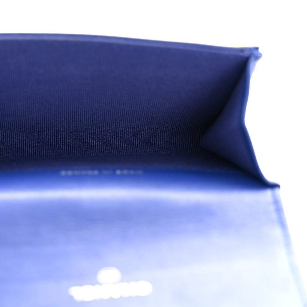 Lambskin Quilted Flap  Holder Wallet Blue