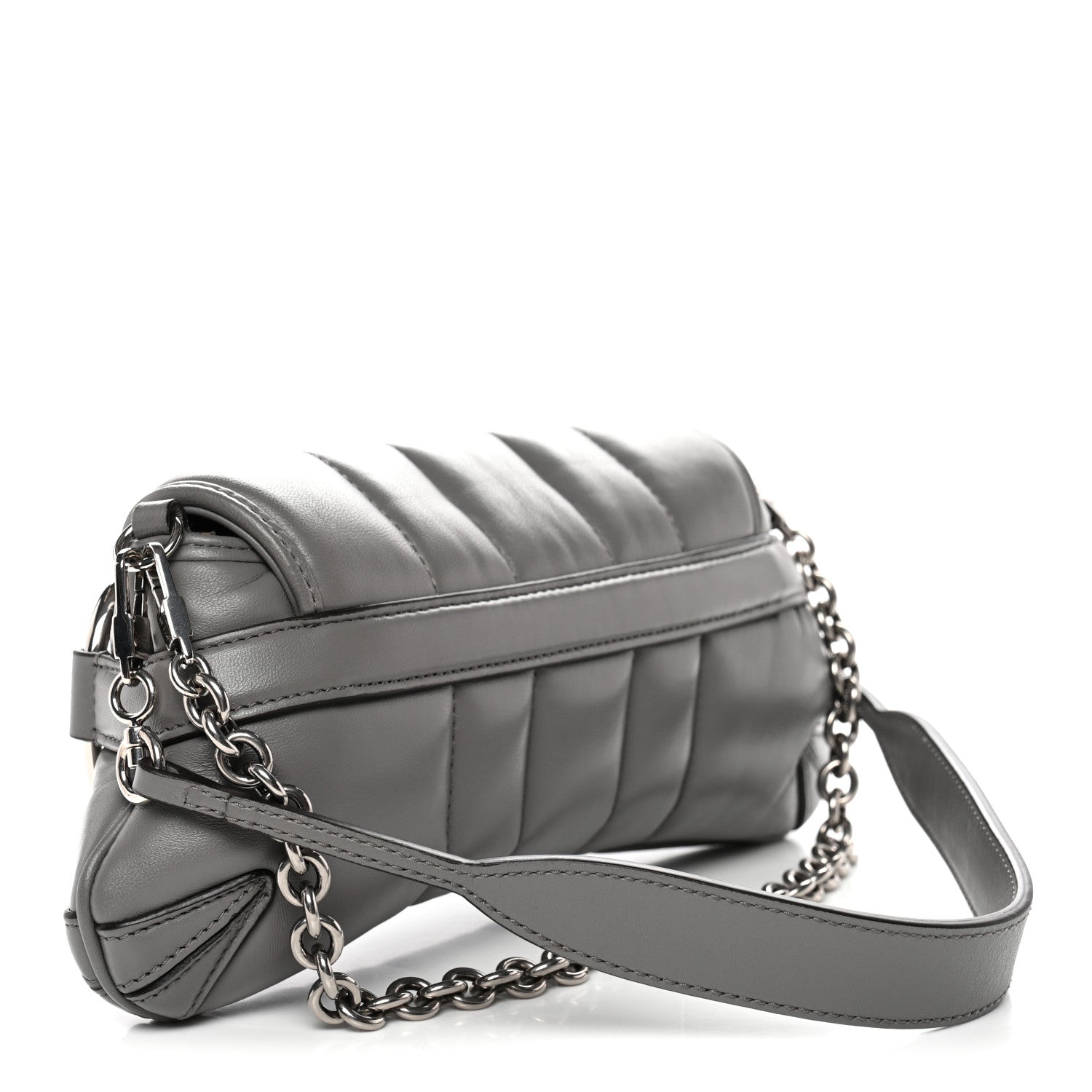 Nappa Vertical Matelasse Small Maxi Horsebit Chain Shoulder Bag Gray