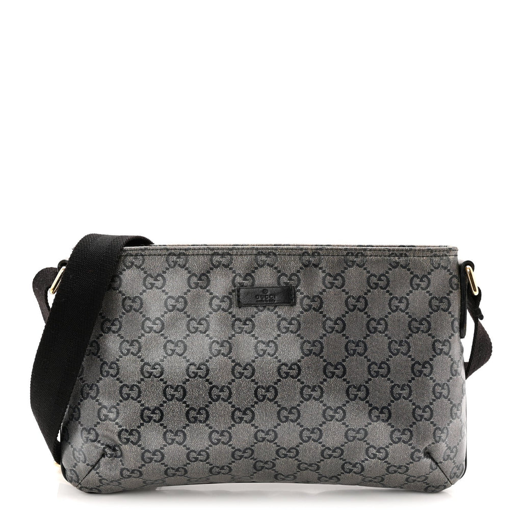 Crystal Monogram Small Flat Messenger Crossbody Navy
