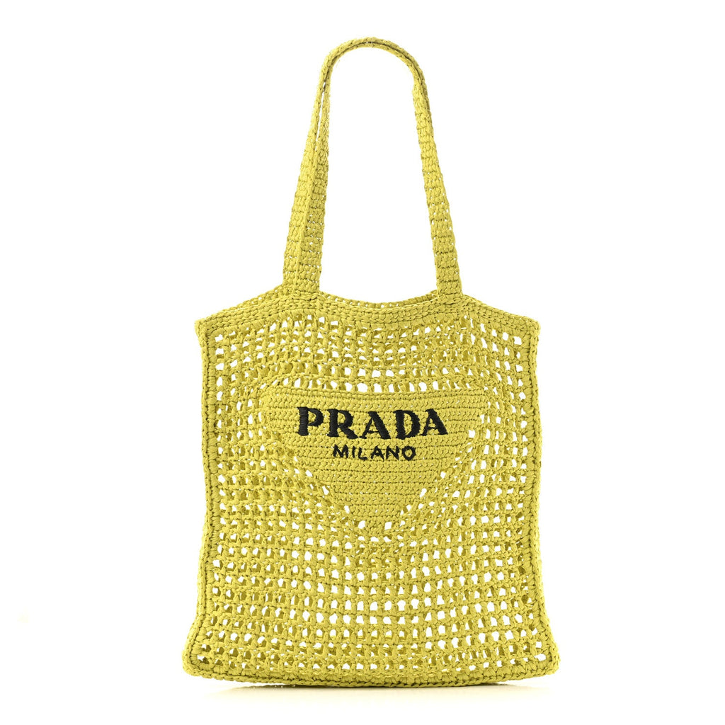 Yarn Raffia Effect Crochet Logo Embroidered Tote Bag Cedro